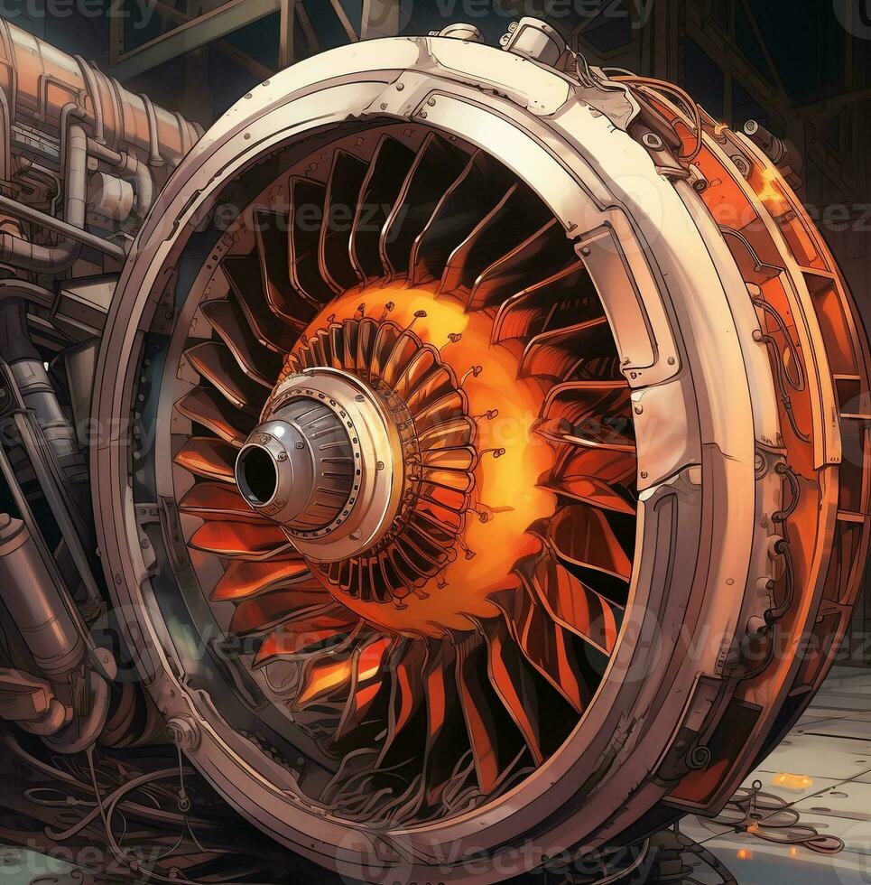 A close-up of a jet engine, industrial machinery stock photos, AI Generative photo