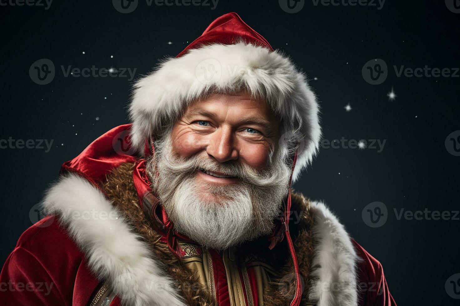 A picture of santa claus wearing a modern red jacket, ai generative photo