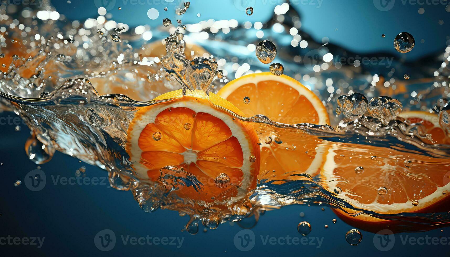 orange slice in water AI generated photo