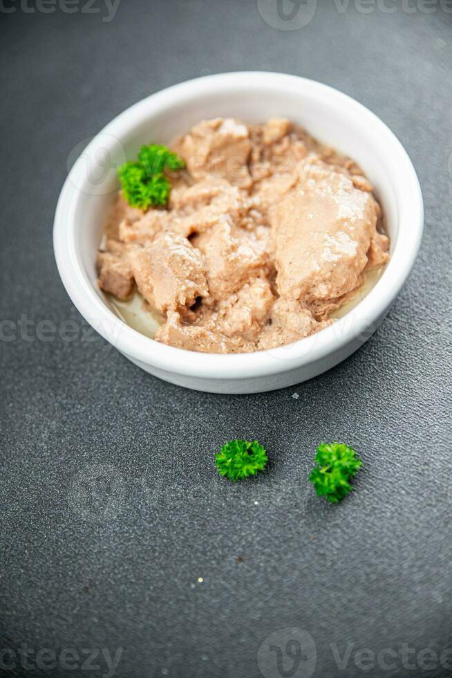 Cod liver tasty seafood snack appetizer meal food on the table copy space food background rustic top view Pescetarian photo