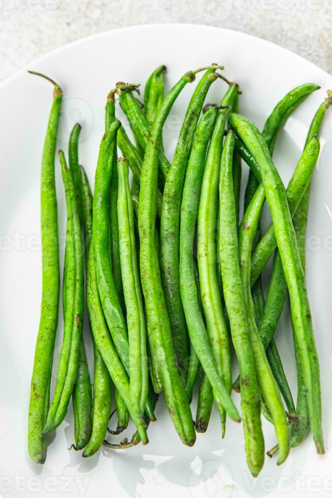 raw green beans fresh bean pod healthy eating cooking appetizer meal food snack on the table copy space food background rustic top view photo