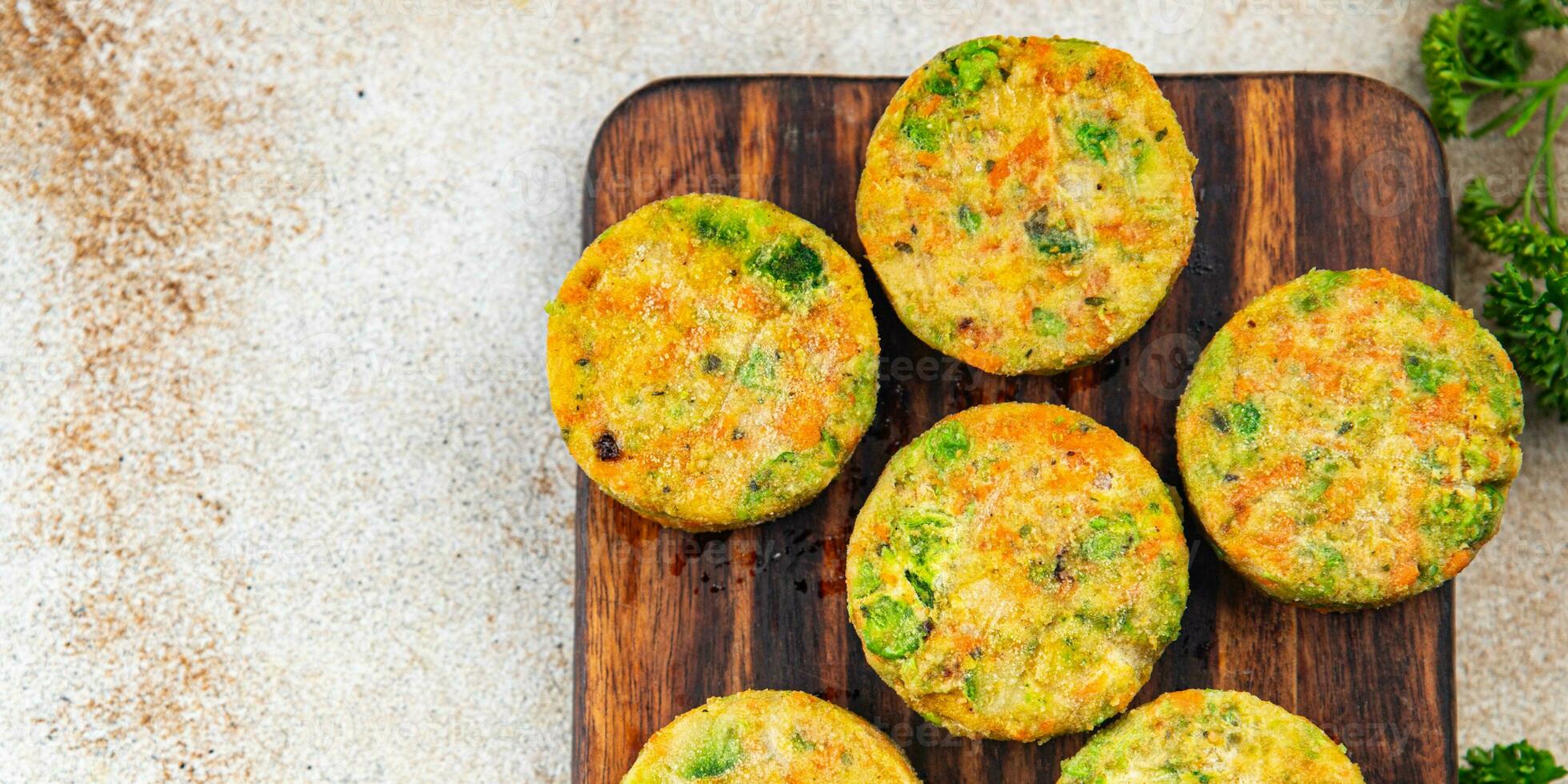 cutlet tasty vegetable dish potatoe, broccoli, carrot, onion, vegetables meal food snack on the table copy space food background rustic top view keto or paleo diet vegetarian vegan food no met photo