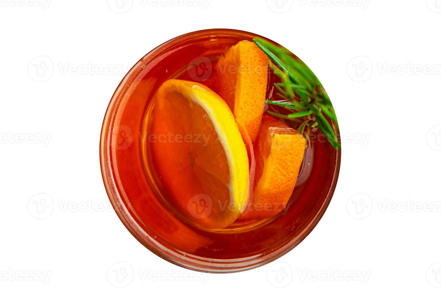 christmas mulled wine cocktail citrus and rosemary traditional drink new year holiday appetizer meal food snack on the table copy space food background rustic top view photo