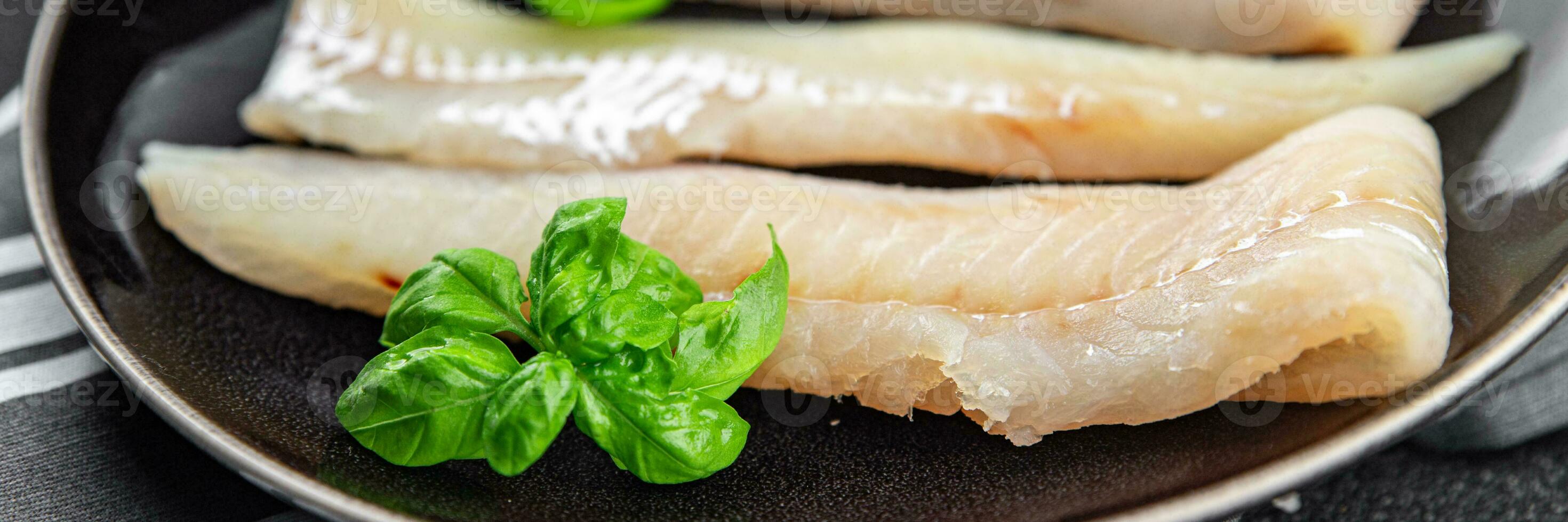blue whiting fish fillet fresh seafood healthy eating cooking appetizer meal food snack on the table copy space food background rustic top view photo