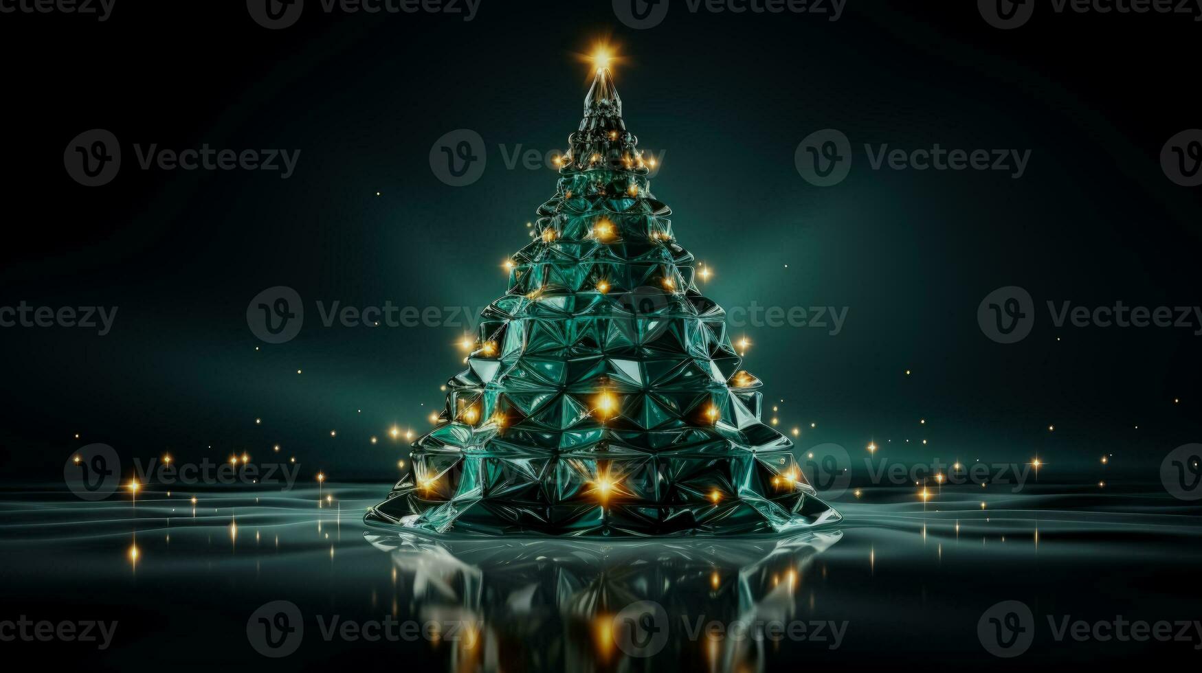 Sustainable Christmas tree with LED lights isolated on a gradient background photo