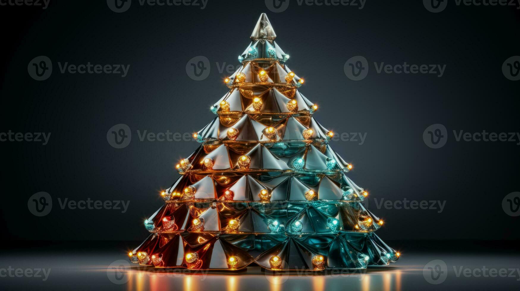 Sustainable Christmas tree with LED lights isolated on a gradient background photo