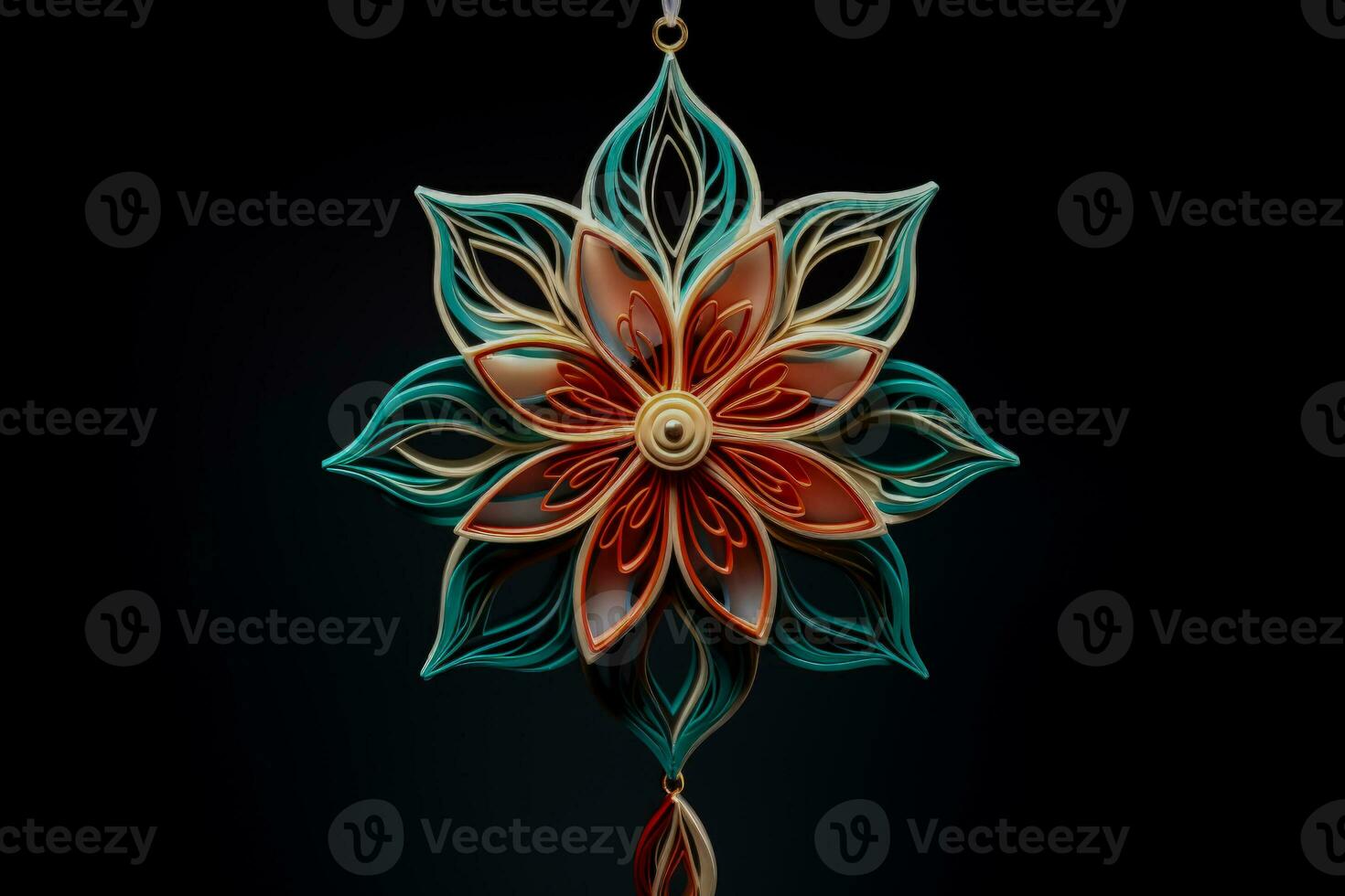 Handmade ornament from recycled plastic isolated on a gradient background photo