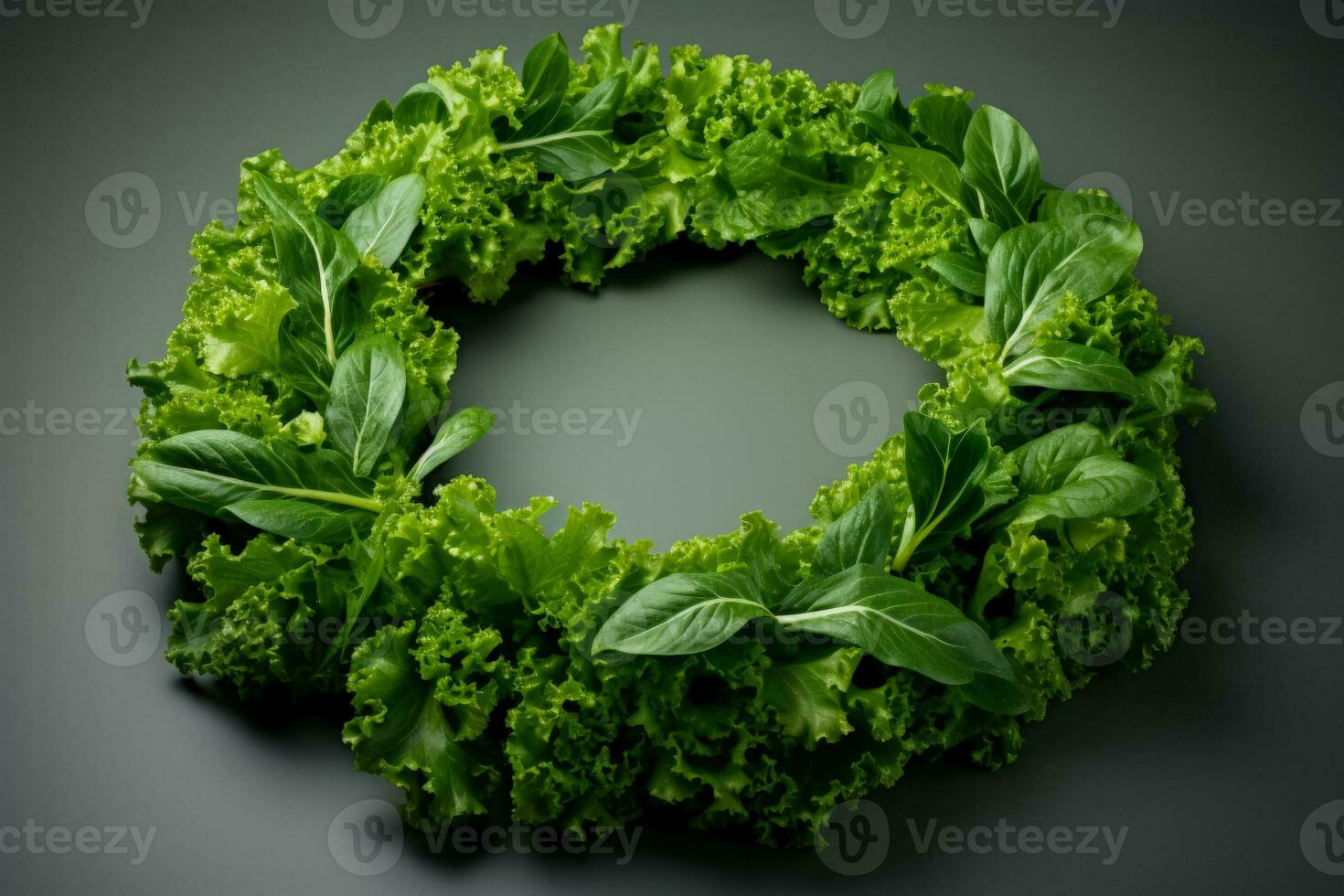 Garland made from indoor garden greens isolated on a gradient background photo