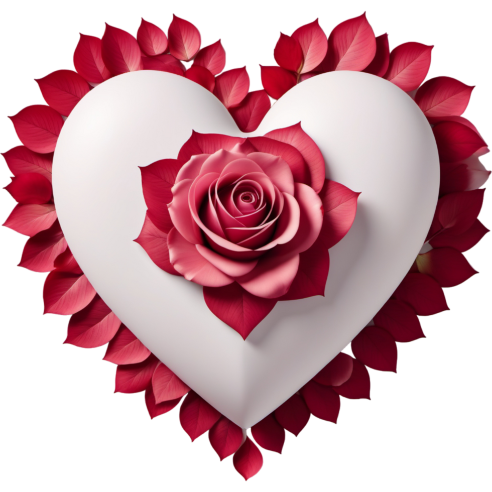 Heart With Rose Petal. AI Generative png