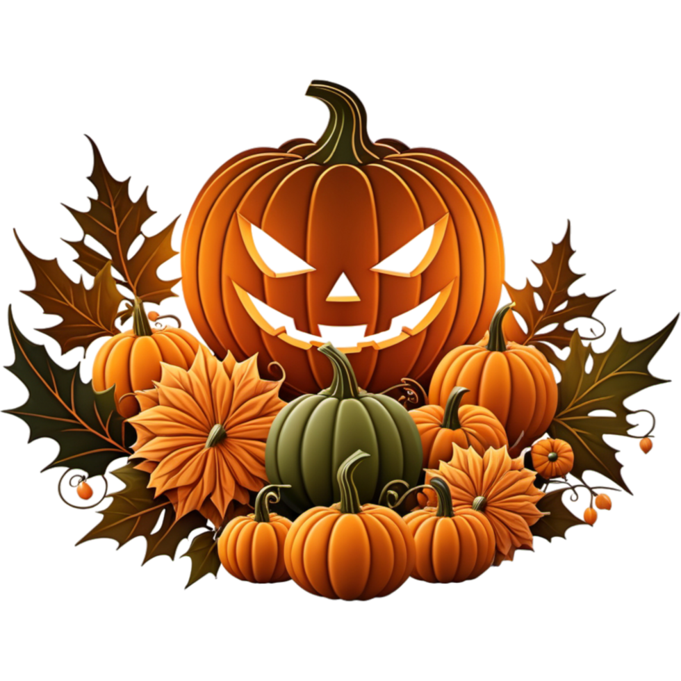 Pumpkin Lantern Halloween. AI Generative png