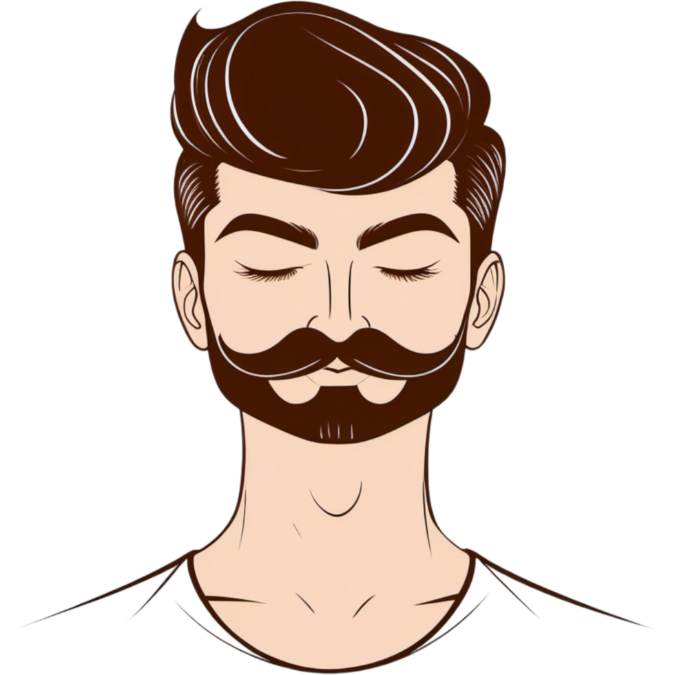 Hand drawn man face with mustache. AI Generative png