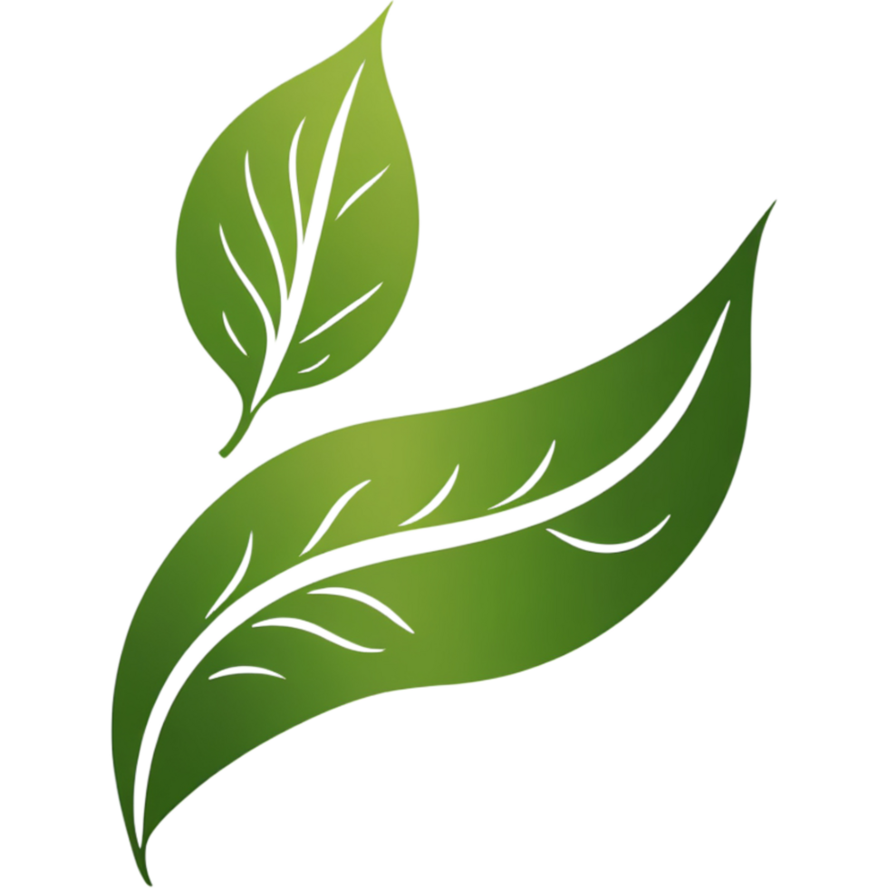 Hand drawn green leaves logo. AI Generative png