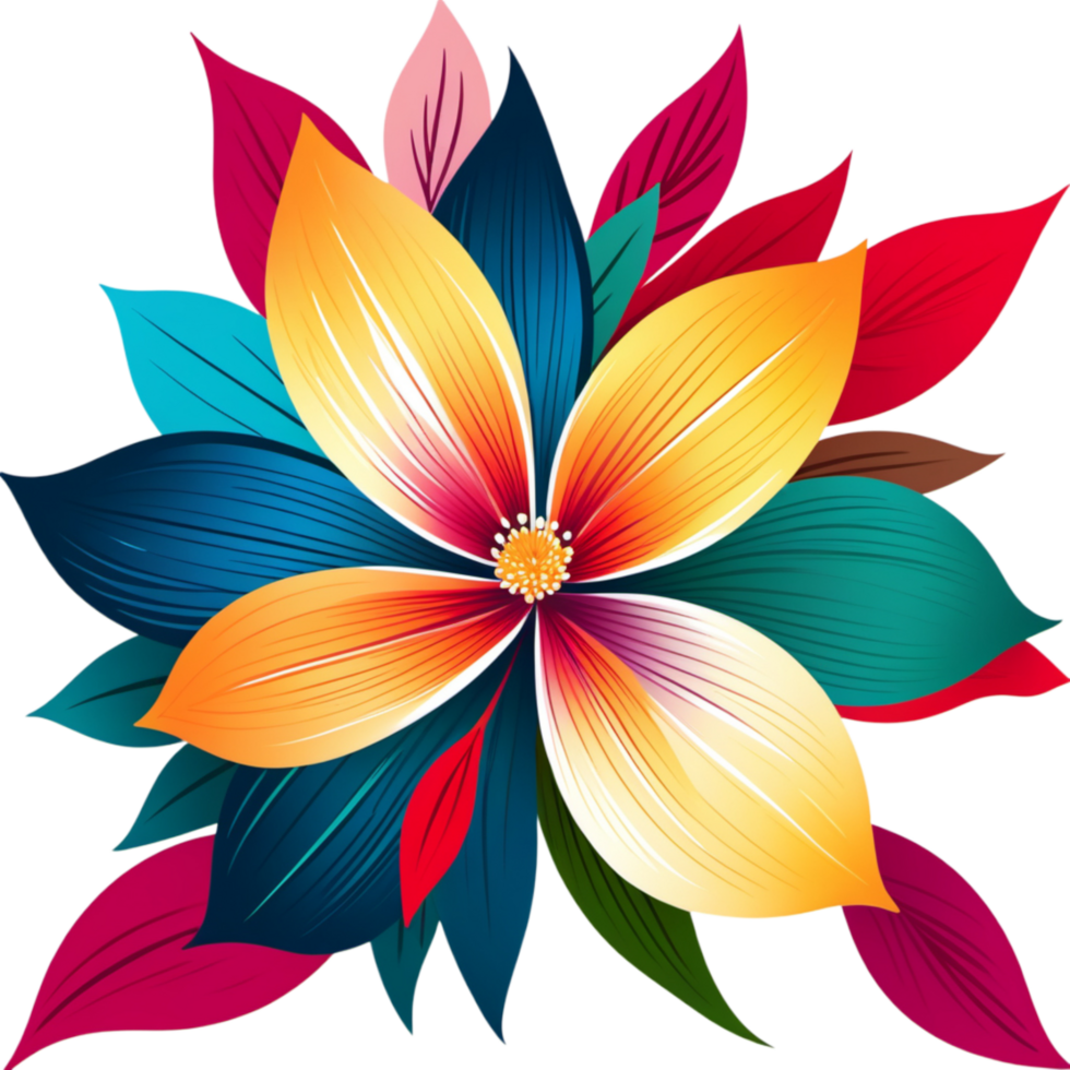 Hand drawn colorful flower. AI Generative png