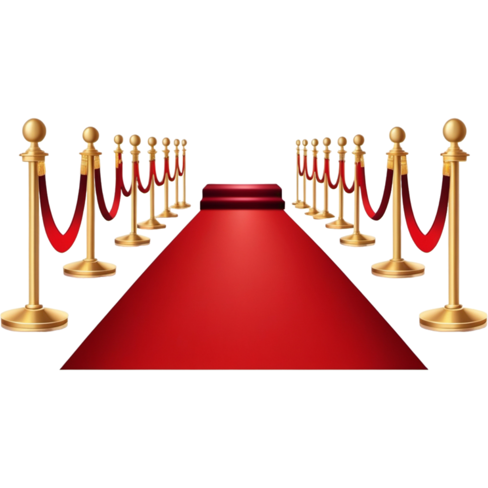 Red carpet with a golden barrier. AI Generative png