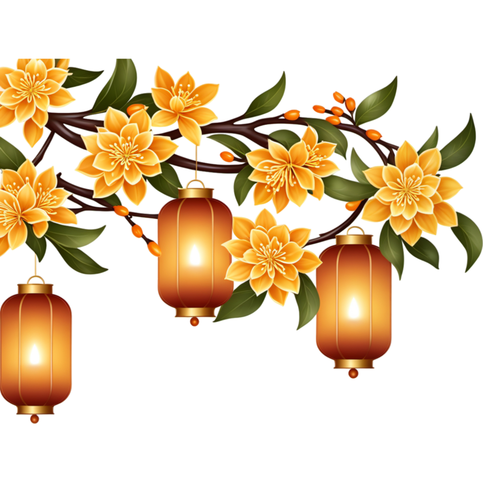 Osmanthus lantern illustration. AI Generative png