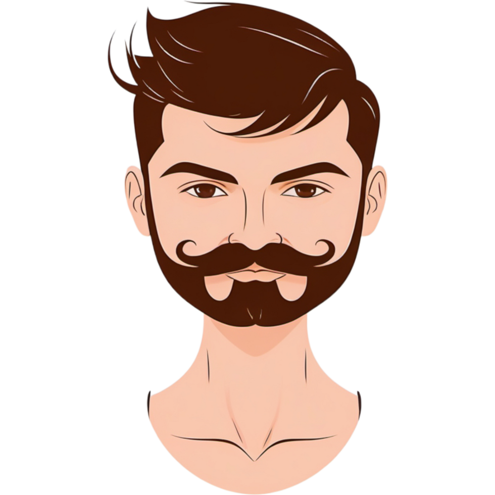 Hand drawn man face with mustache. AI Generative png