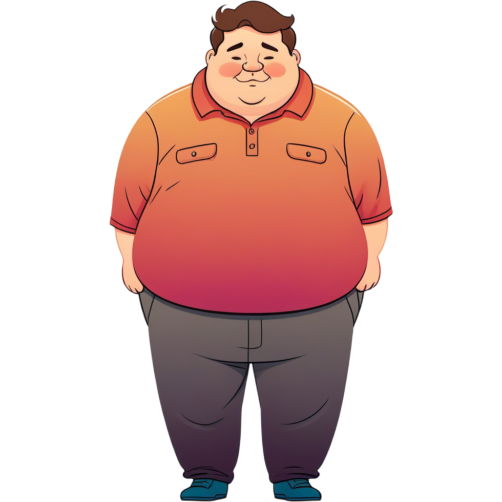 Cartoon Fat guy. AI Generative png