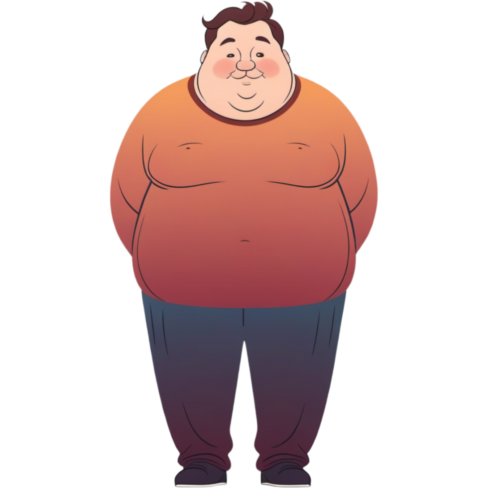 Cartoon Fat guy. AI Generative png
