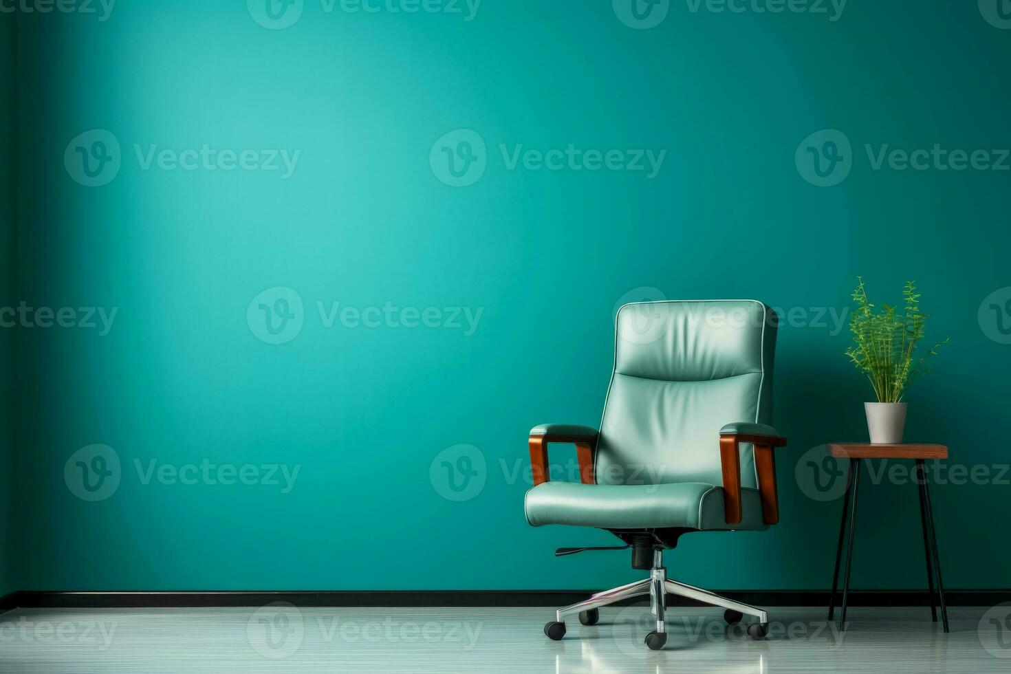 Modern office setup with ergonomically designed chair background with empty space for text photo