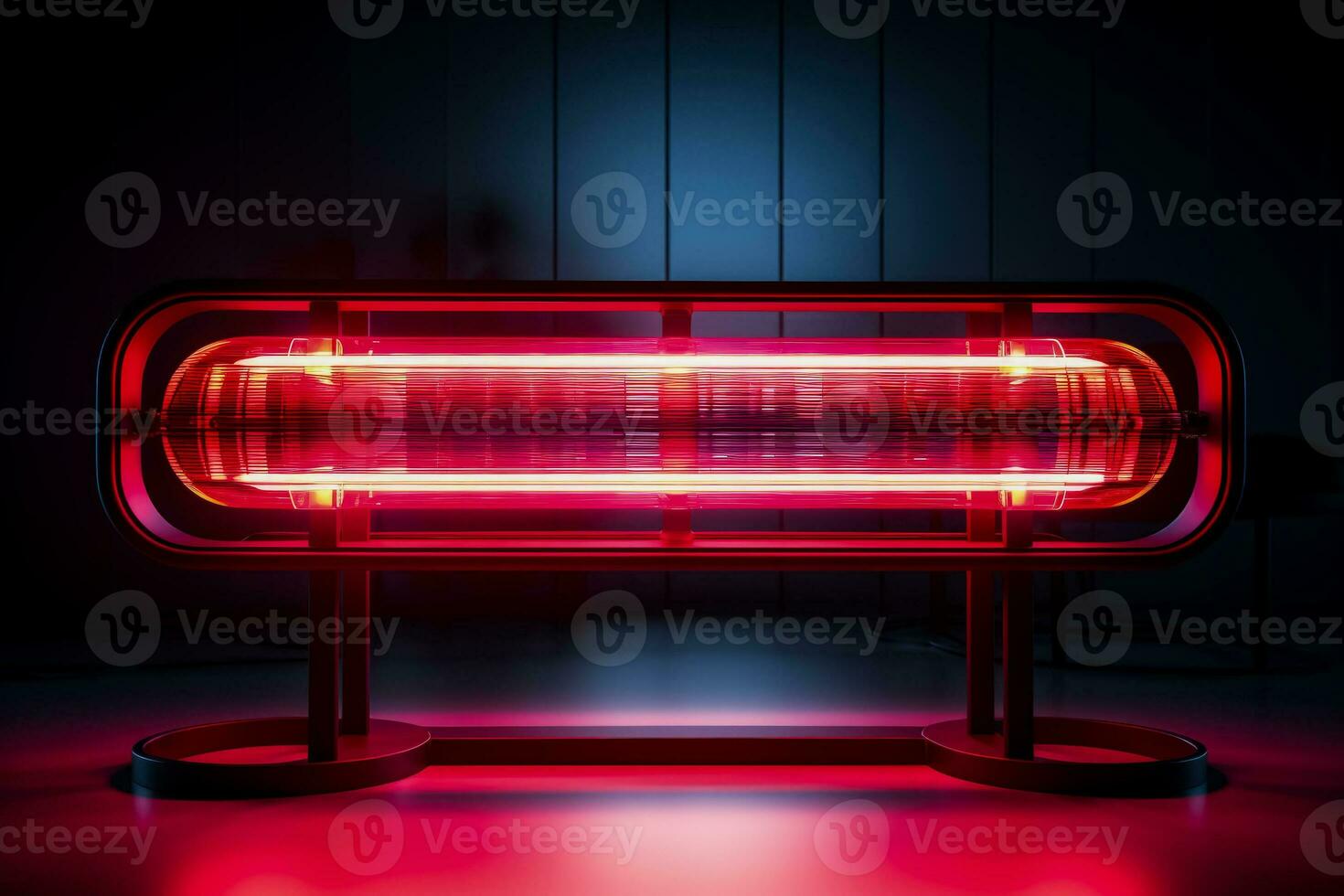 Red light therapy device in action background with empty space for text photo