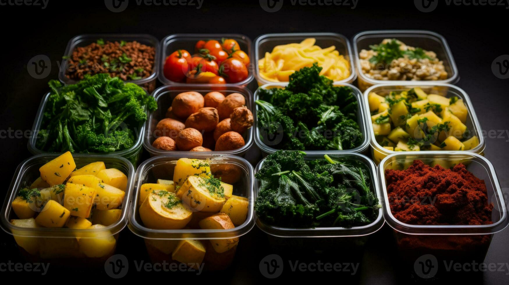 Macro shot of meticulously portioned biohacker meals for optimal nutrition photo