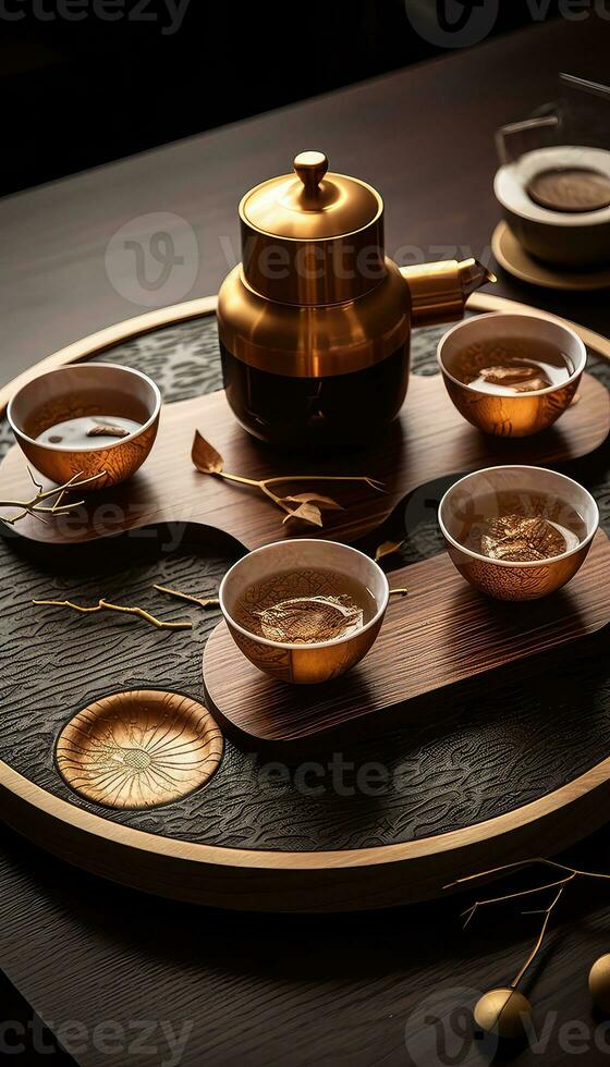 Exquisito sencillo té conjunto ai generado foto