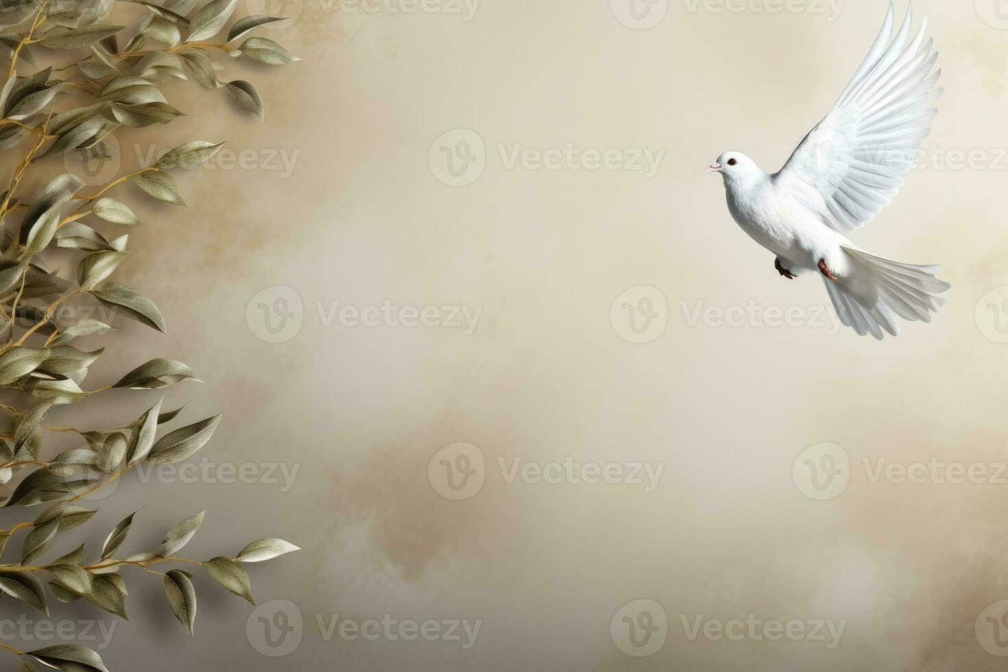 Symbolic dove and olive branch Human Rights Day background with empty space for text photo