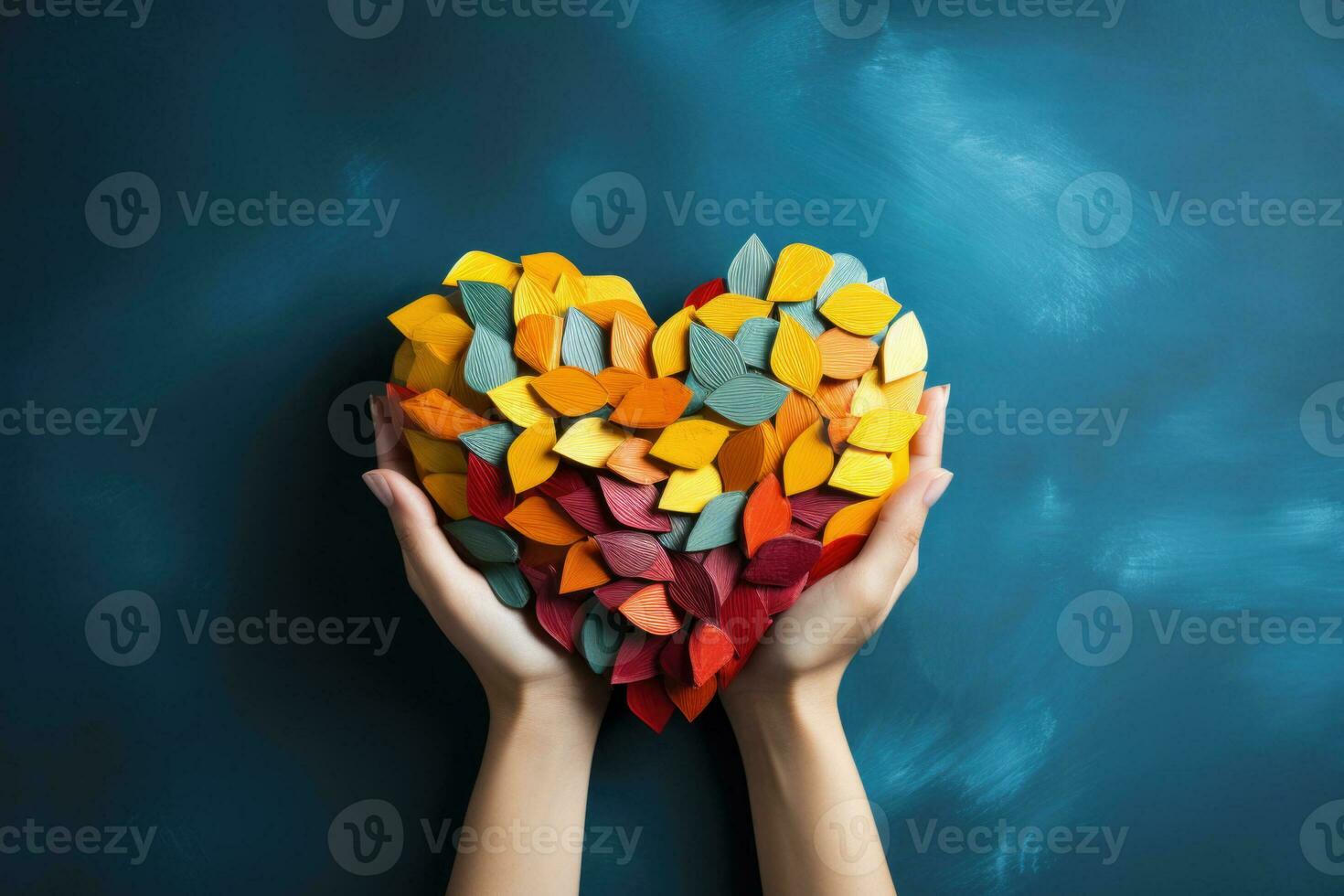 Hands forming heart symbol for Human Rights Day background with empty space for text photo