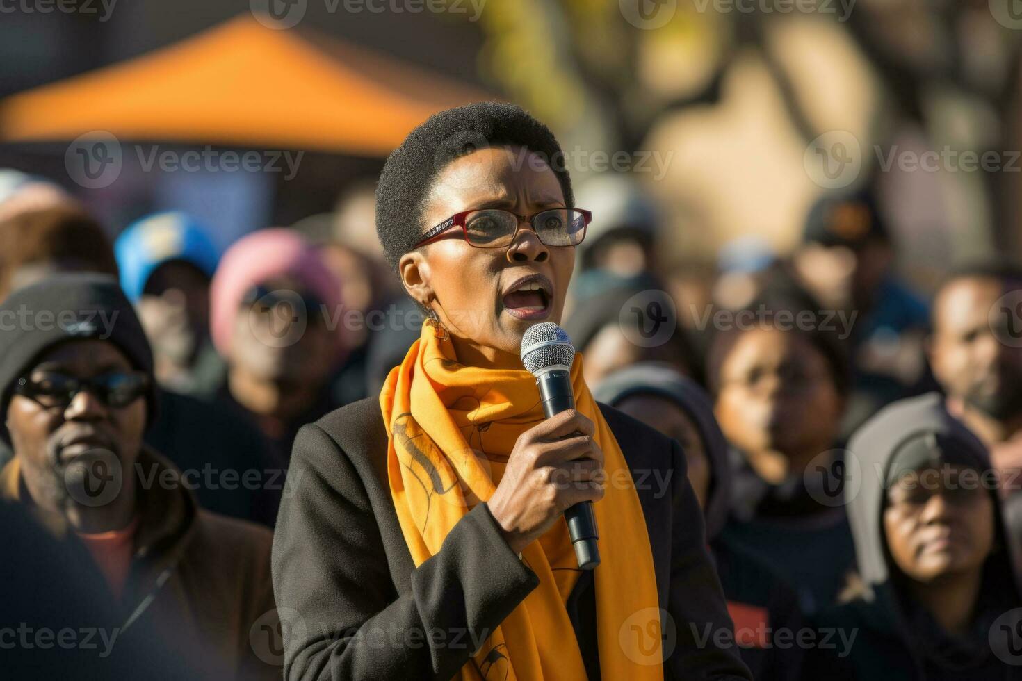 Speaker addressing the crowd at Human Rights Day gathering photo