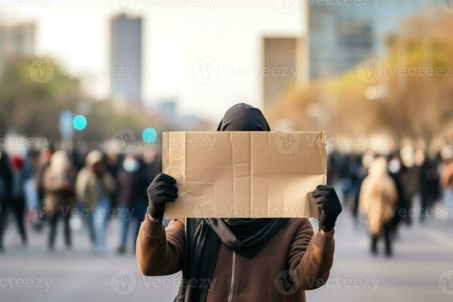 Protest march during Human Rights Day background with empty space for text photo