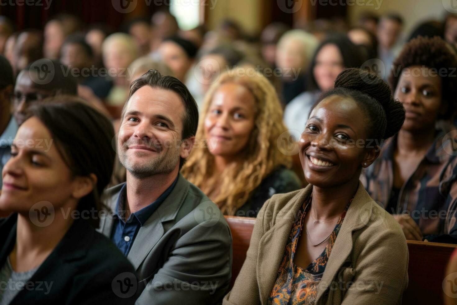 comprometido audiencia asistiendo un seminario en humano derechos día foto