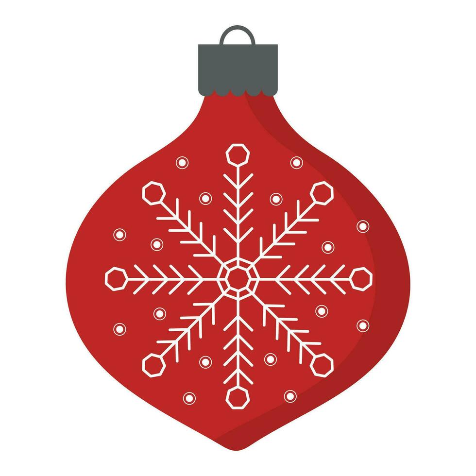 Hand drawn Christmas toys in red color. Holiday christmas toy decoration for fir tree. vector