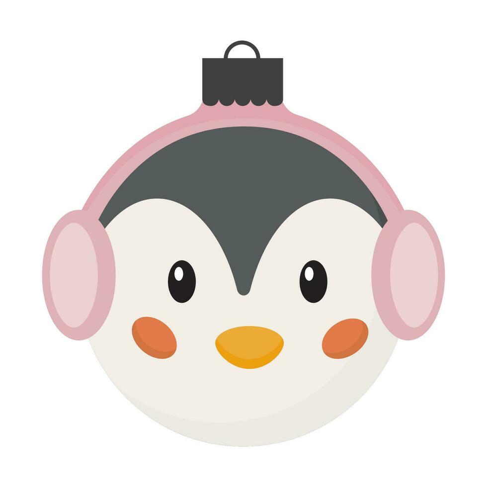 mano dibujado Navidad juguete en forma de pingüino. linda gracioso Navidad juguete para abeto árbol. animales juguete para Navidad y nuevo año decoración. vector