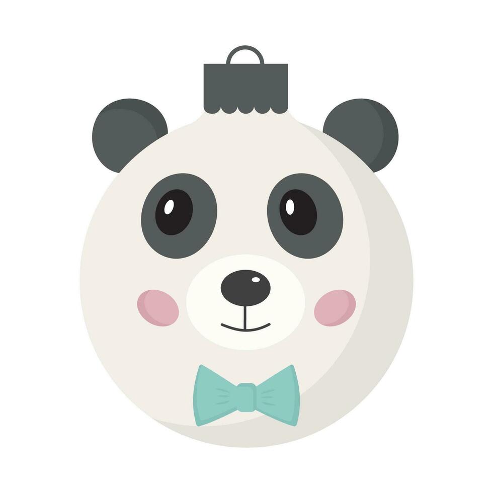 mano dibujado Navidad juguete en forma de panda oso. linda gracioso Navidad juguete para abeto árbol. animales juguete para Navidad y nuevo año decoración. vector