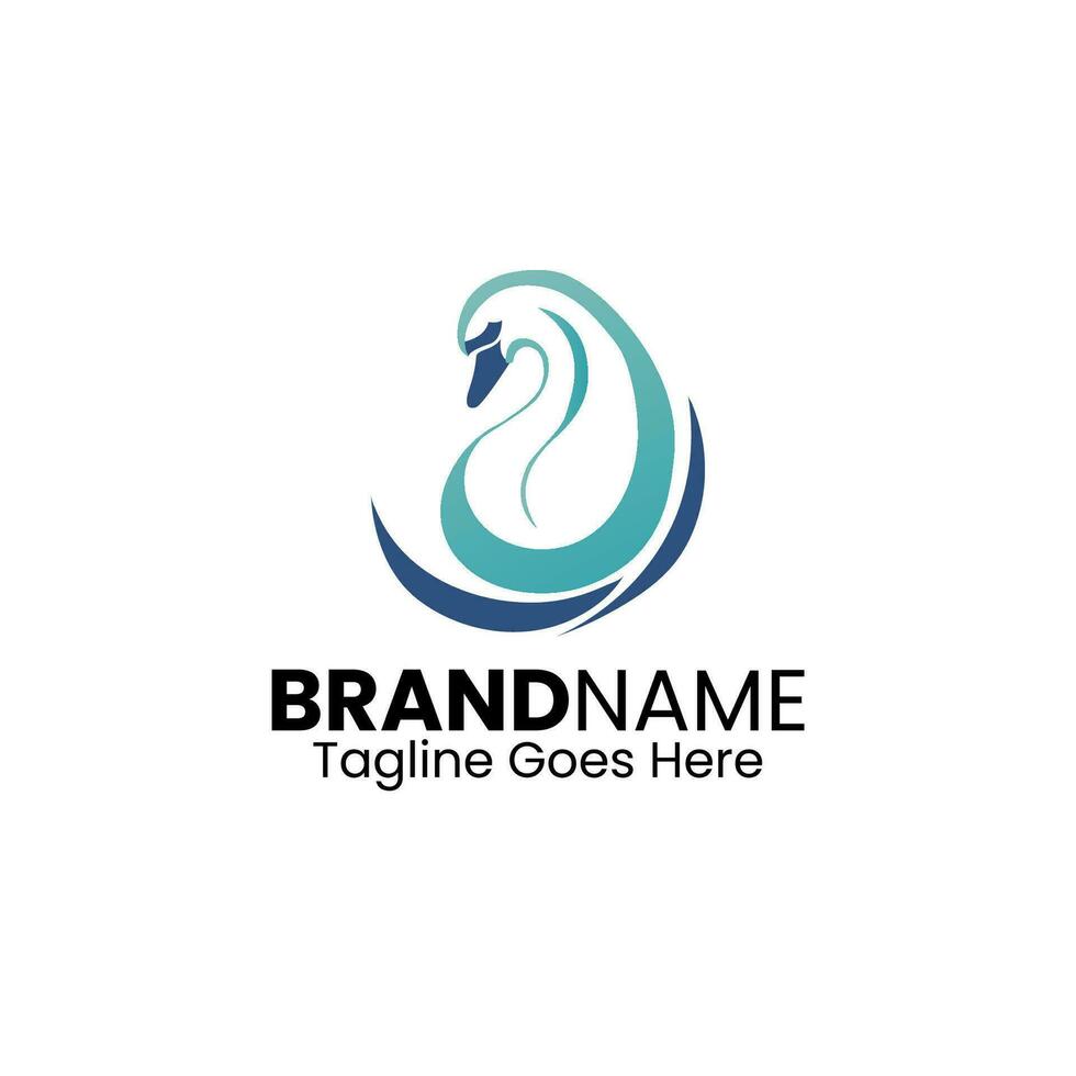 Swan Vector Logo Design, Minimalistic Swan Logo Design Template