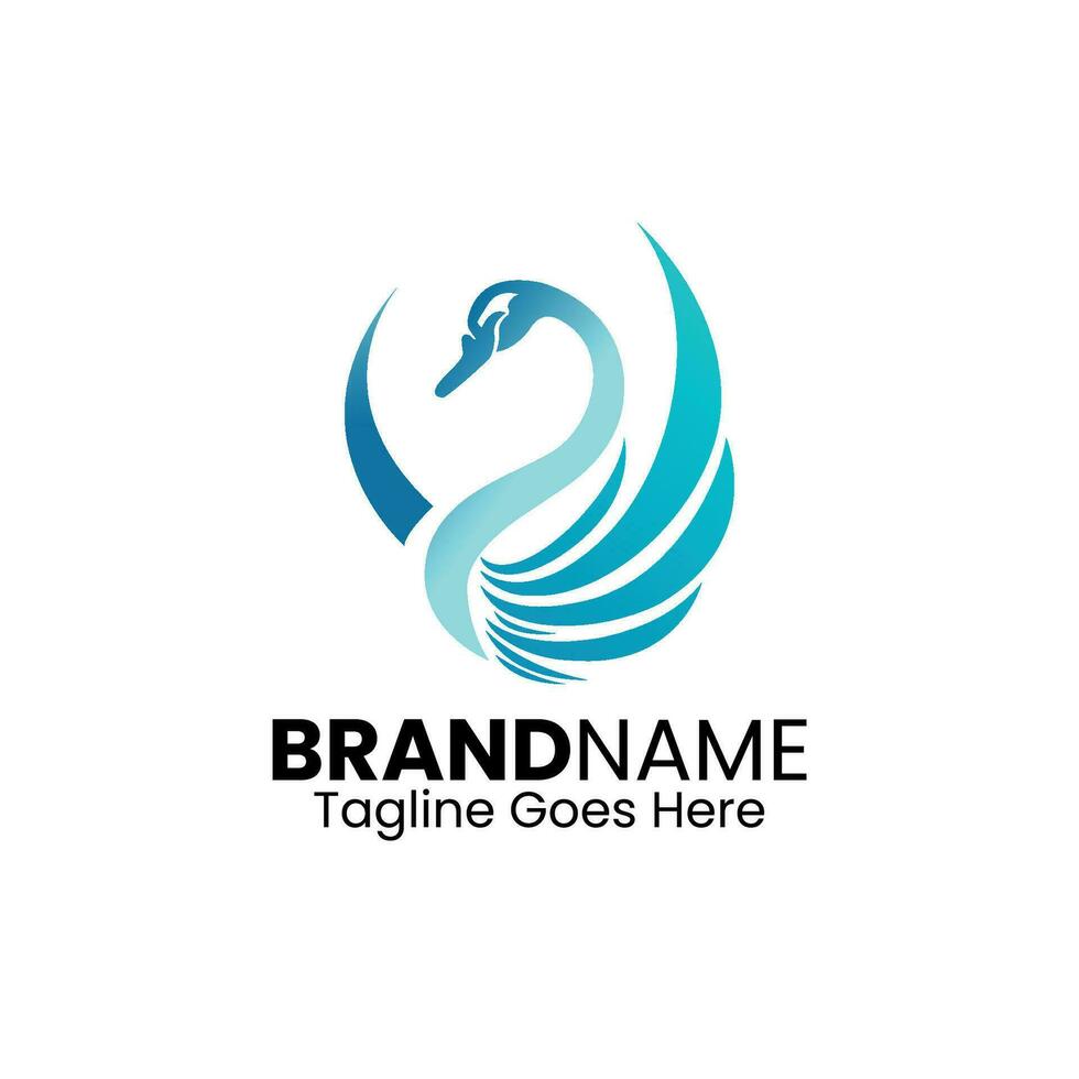 Swan Vector Logo Design, Minimalistic Swan Logo Design Template