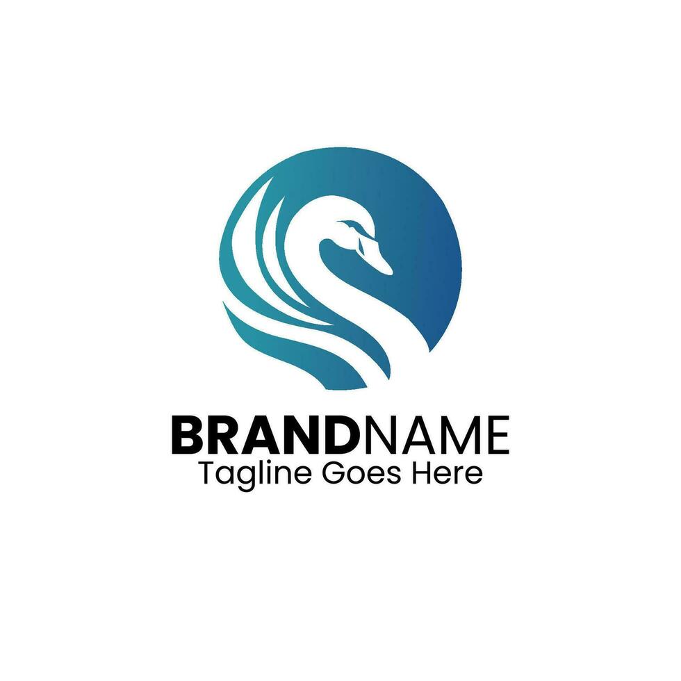 Swan Vector Logo Design, Minimalistic Swan Logo Design Template