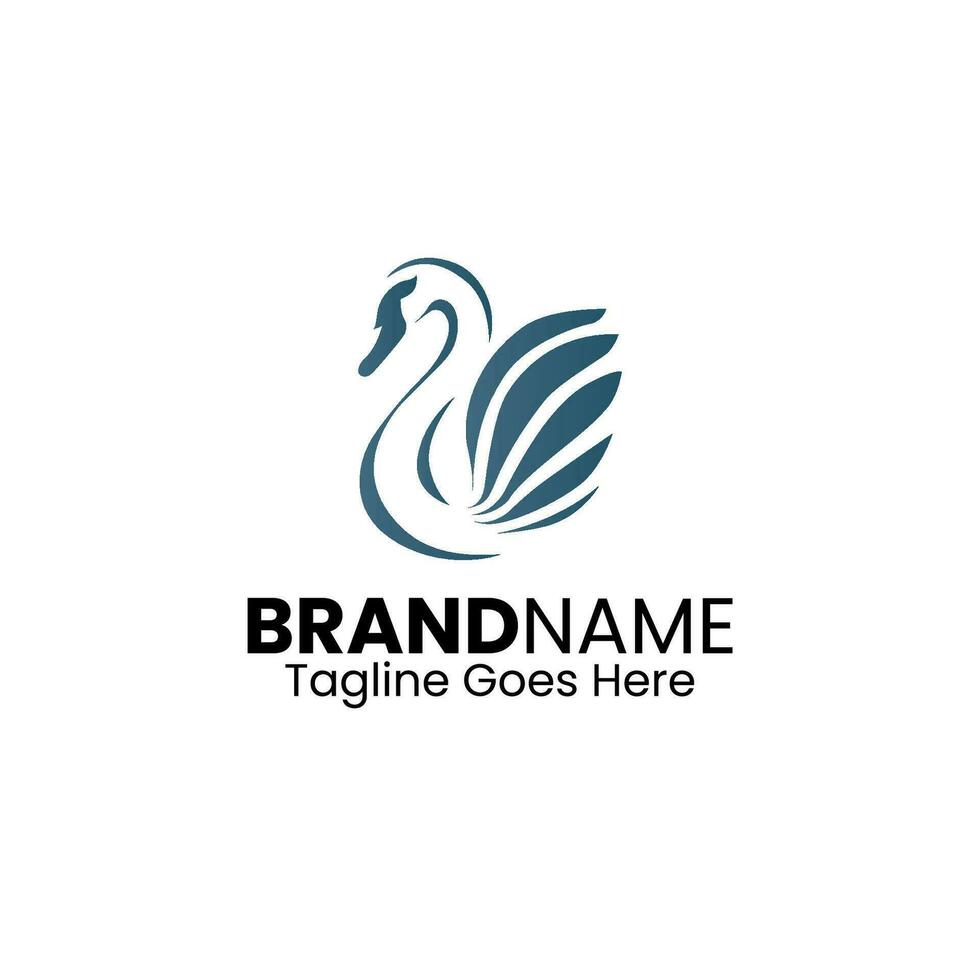 Swan Vector Logo Design, Minimalistic Swan Logo Design Template