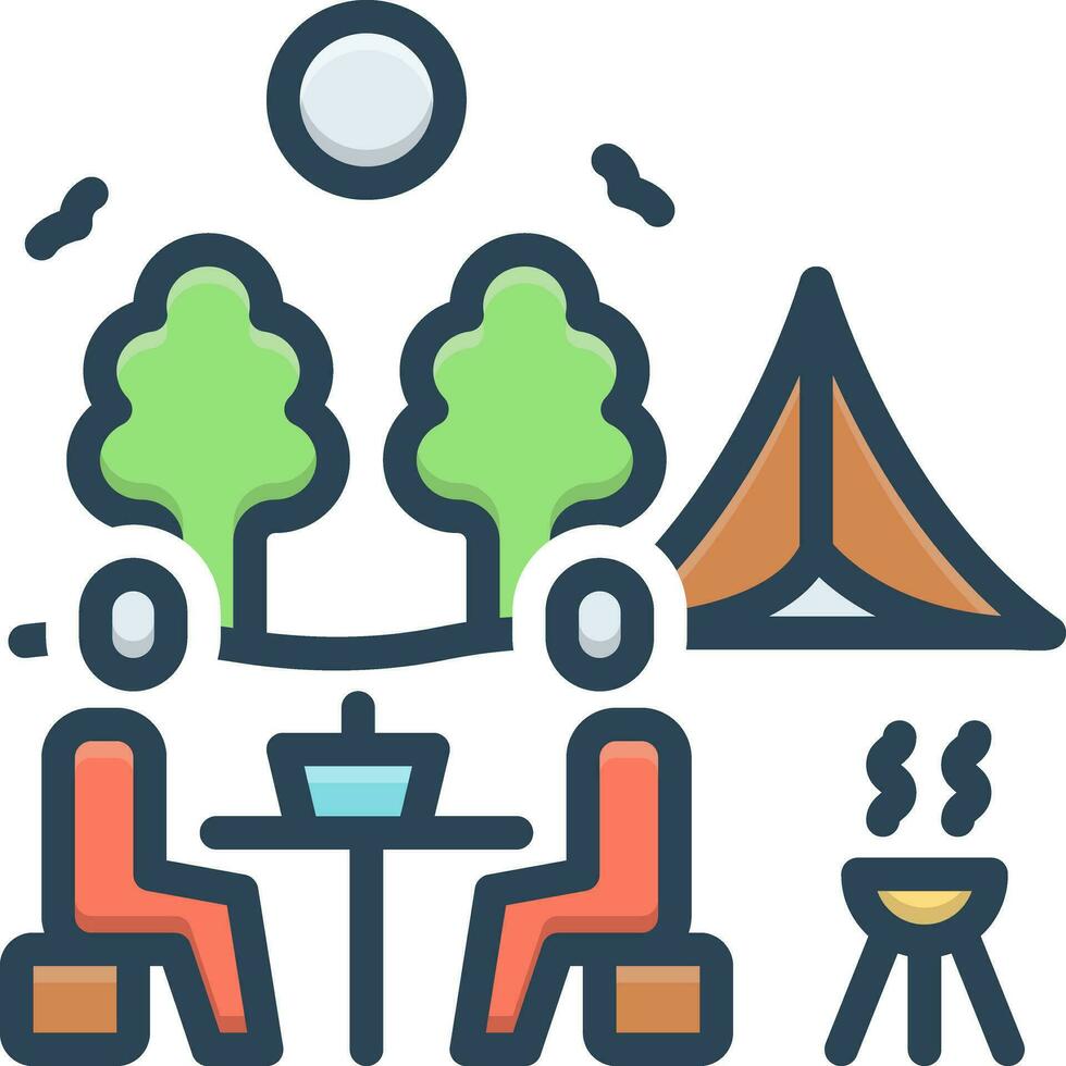 color icon for picnic vector