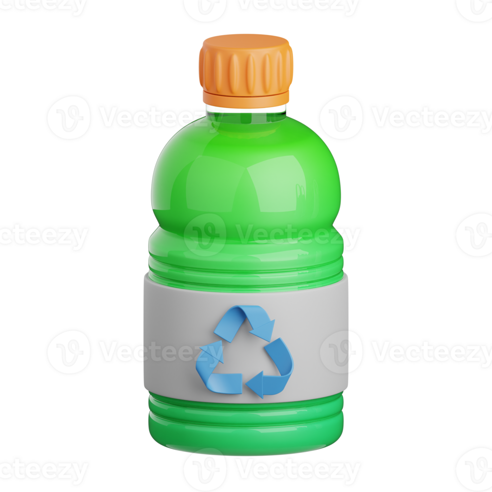 3d rendering recycle bottle isolated useful for ecology, energy, eco, green, recycling and technology png