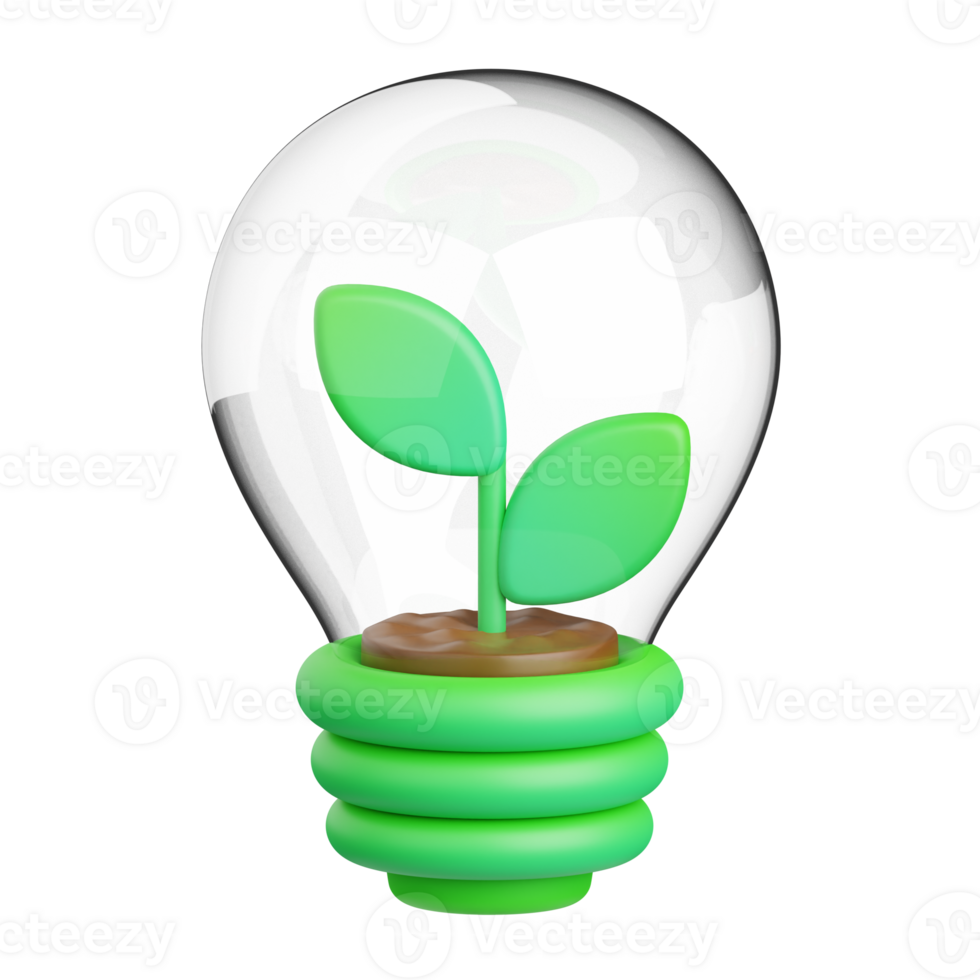 3d rendering eco bulb isolated useful for ecology, energy, eco, green, recycling and technology png