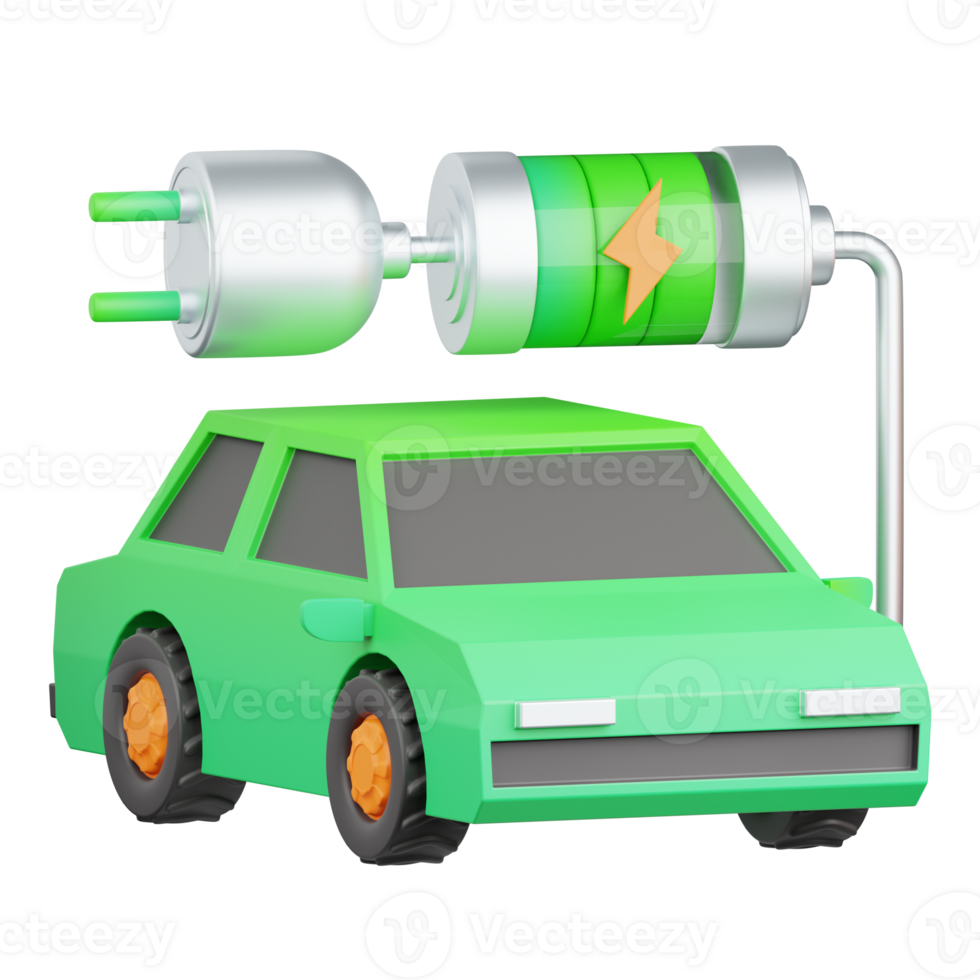 3d representación eléctrico coche aislado útil para ecología, energía, ecológico, verde, reciclaje y tecnología png