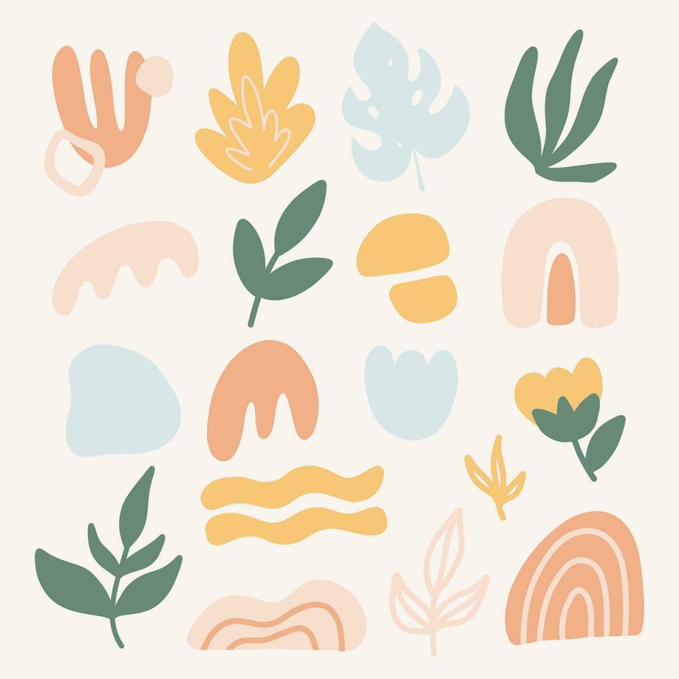 Trendy abstract bohemian shapes.Modern hand drawn minimal elements. vector