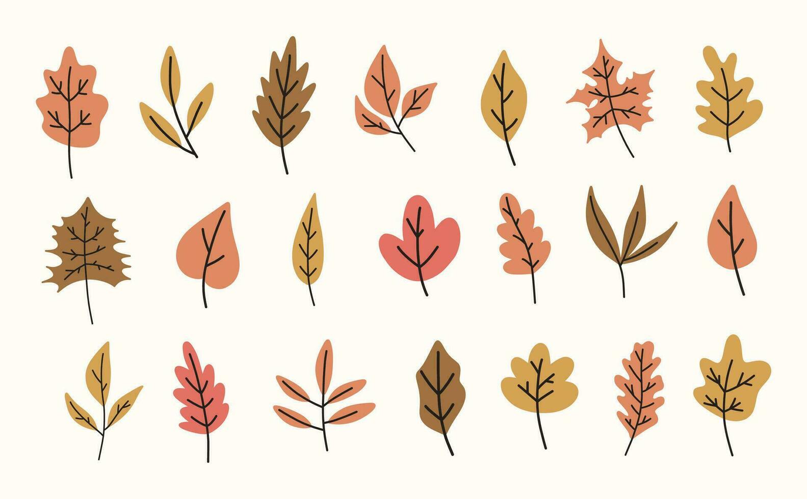 Set of autumn elements.Autumn leaves.Fall.Hand drawn autumn leaves vector