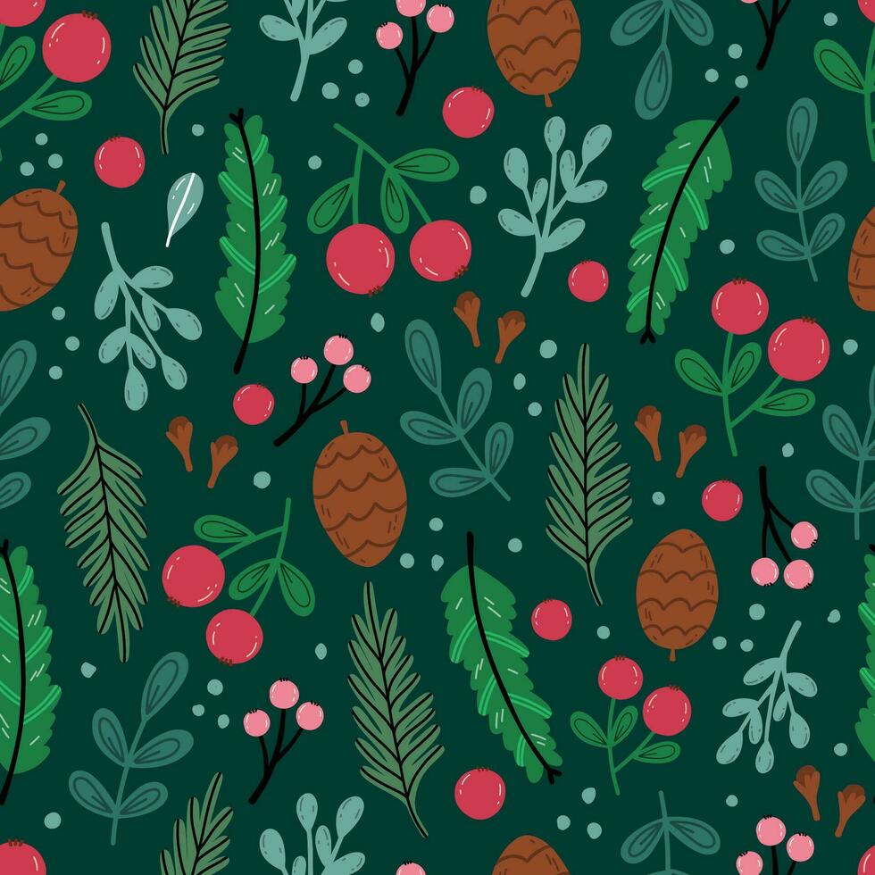 Christmas seamless pattern with Pine tree.Holiday background. vector