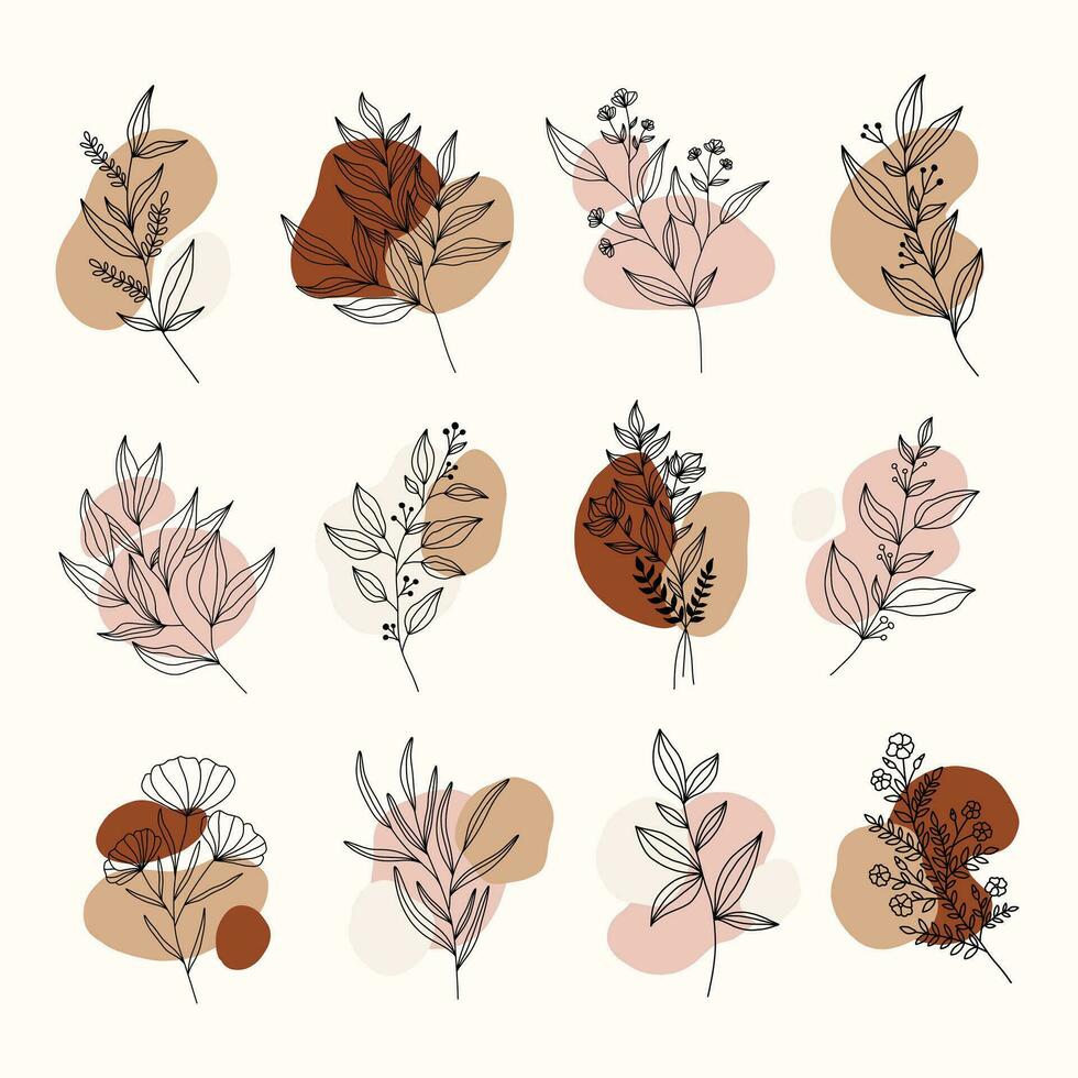 Trendy abstract bohemian shapes.Modern hand drawn minimal elements. vector