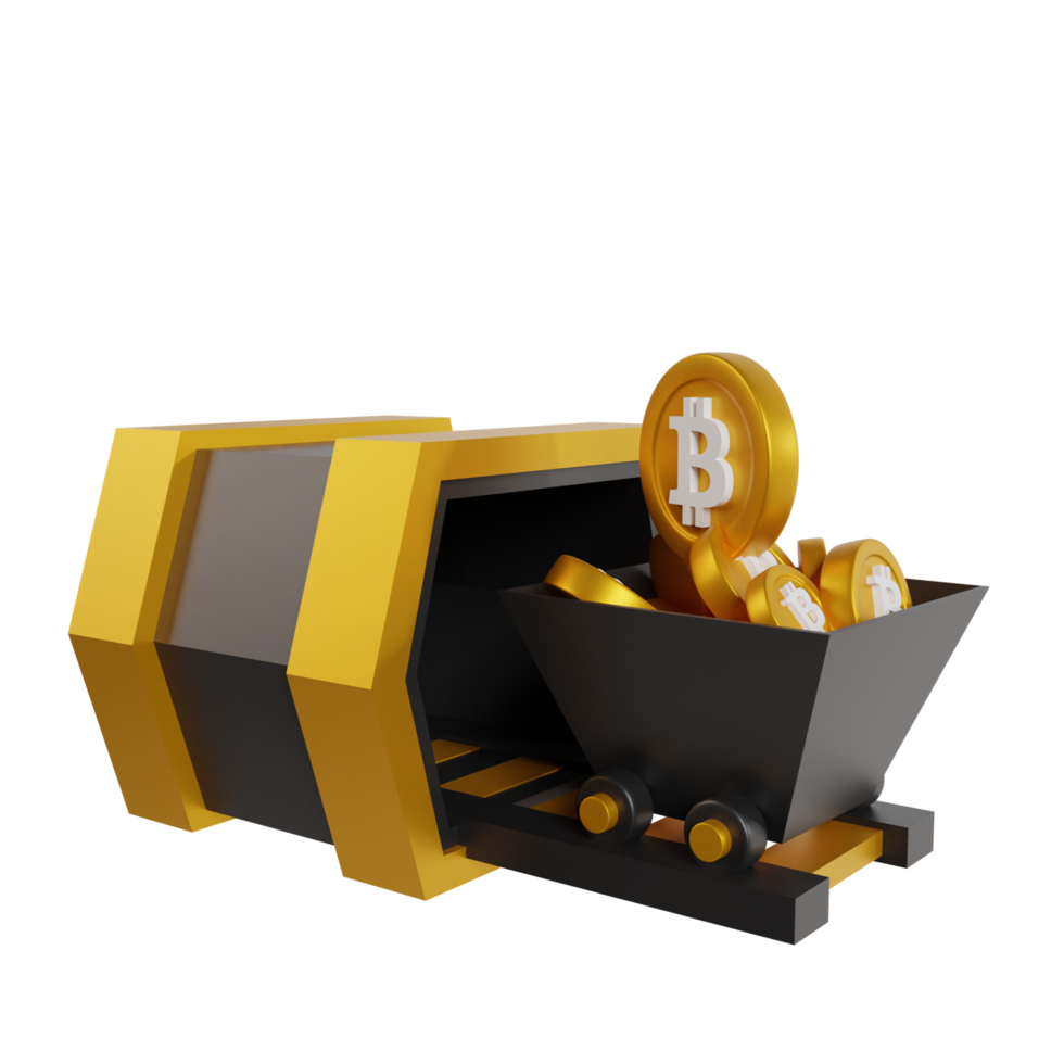 Bitcoin mining 3d render icon clipart png