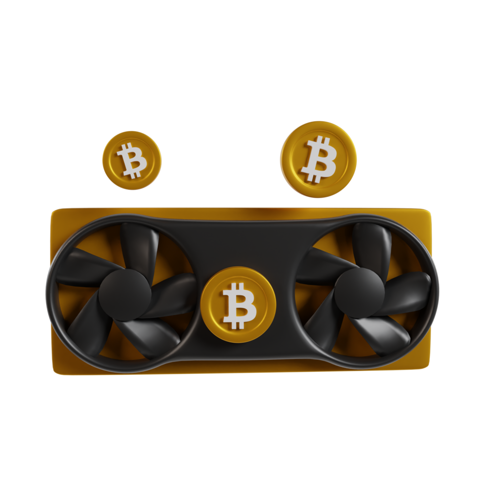 Bitcoin mining 3d render icon clipart png