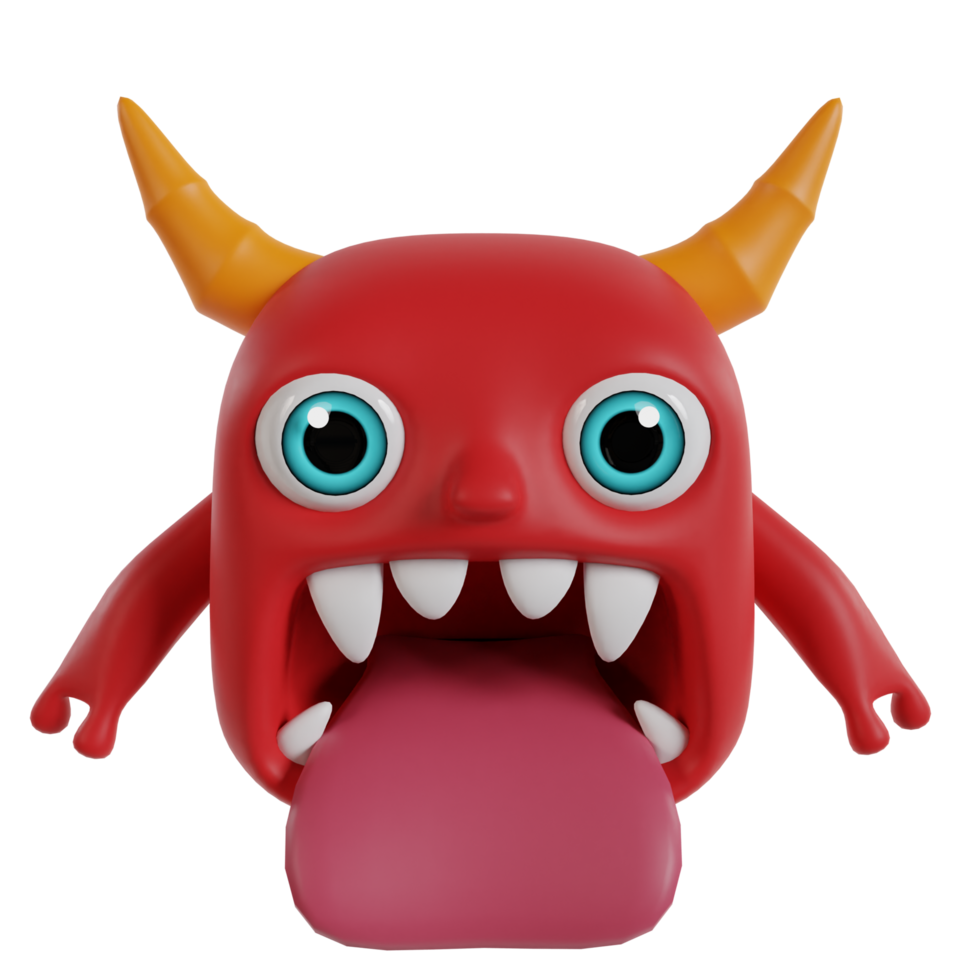 söt chibi monster 3d framställa ClipArt png