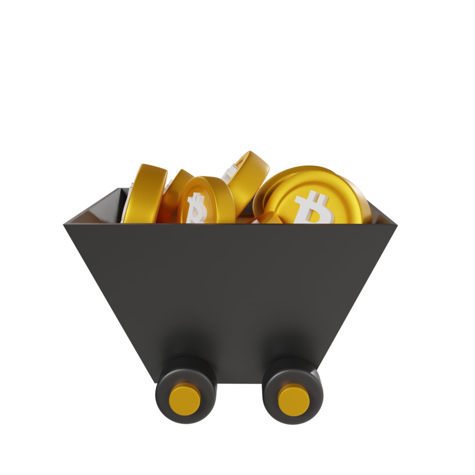 Bitcoin mining 3d render icon clipart png